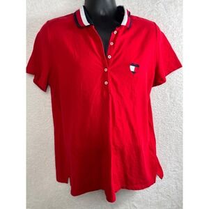 Tommy Hilfiger Women Polo Shirt Embroidered‎ Heart Logo Preppy Casual Top Red 0X